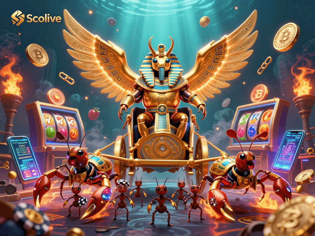 Socolive features a vibrant 3D casino scene with a golden scarab beetle, scorpions, and slots.