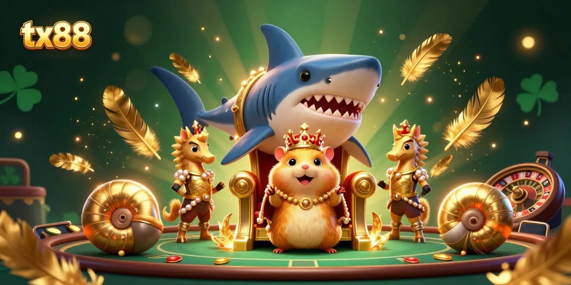 Engage with the regal hamster king in a vibrant tx88 live casino scene filled with thrilling elements.