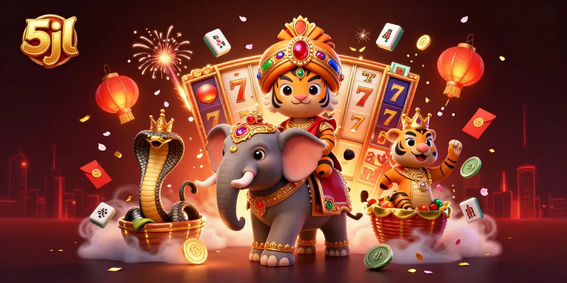 Experience thrilling slots and jackpots with 5jl's festive casino illustration of a maharaja and more.