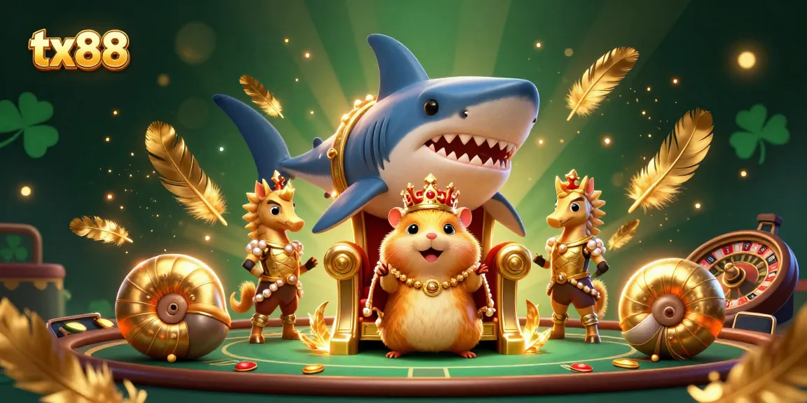 Engage with the regal hamster king in a vibrant tx88 live casino scene filled with thrilling elements.