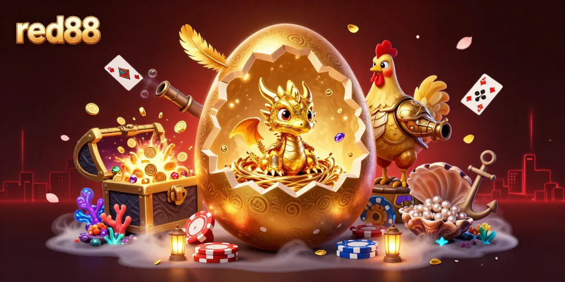 Experience the excitement of red88 with the golden dragon protecting poker chips.
