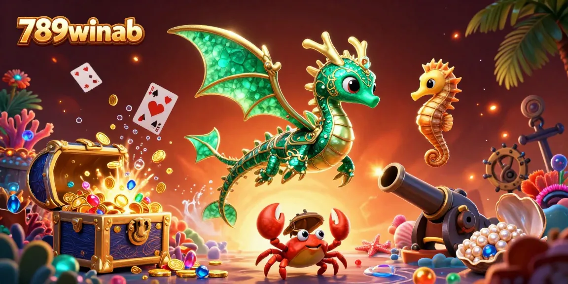 Engage with thrilling casino action at 789winab with a stunning underwater-themed illustration featuring treasure and excitement.
