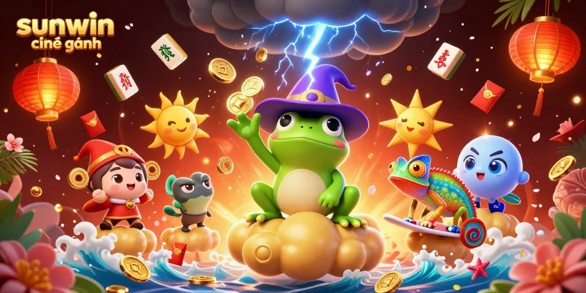 Experience sunwin chính hãng with a fantastic storm of golden coins in this vibrant casino-themed illustration.