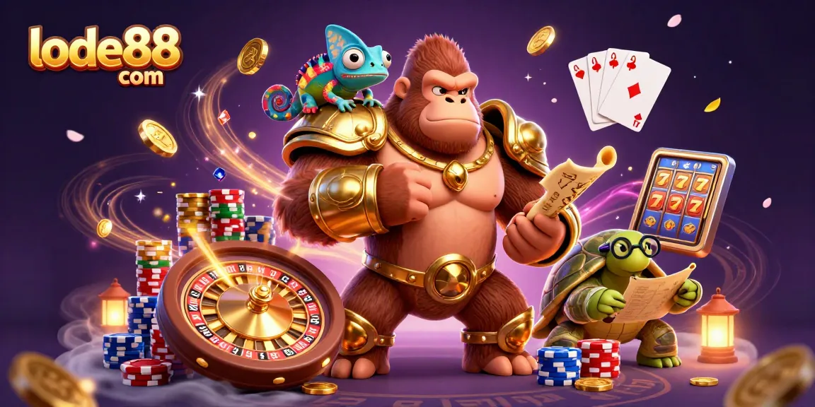 Engage in thrilling action with lode88 com as the gorilla king showcases his gambling prowess.
