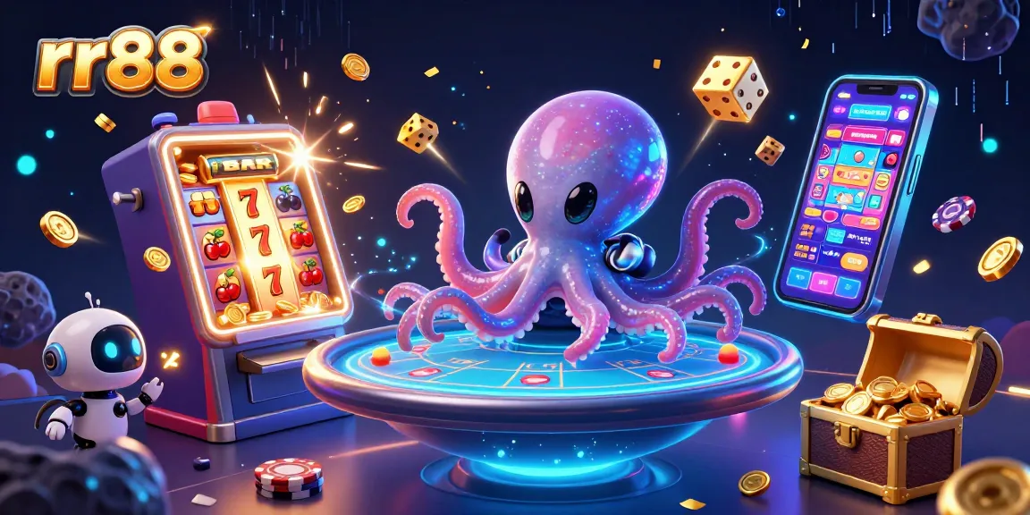 Experience exciting gameplay with rr88 in this vibrant casino-themed 3D illustration.